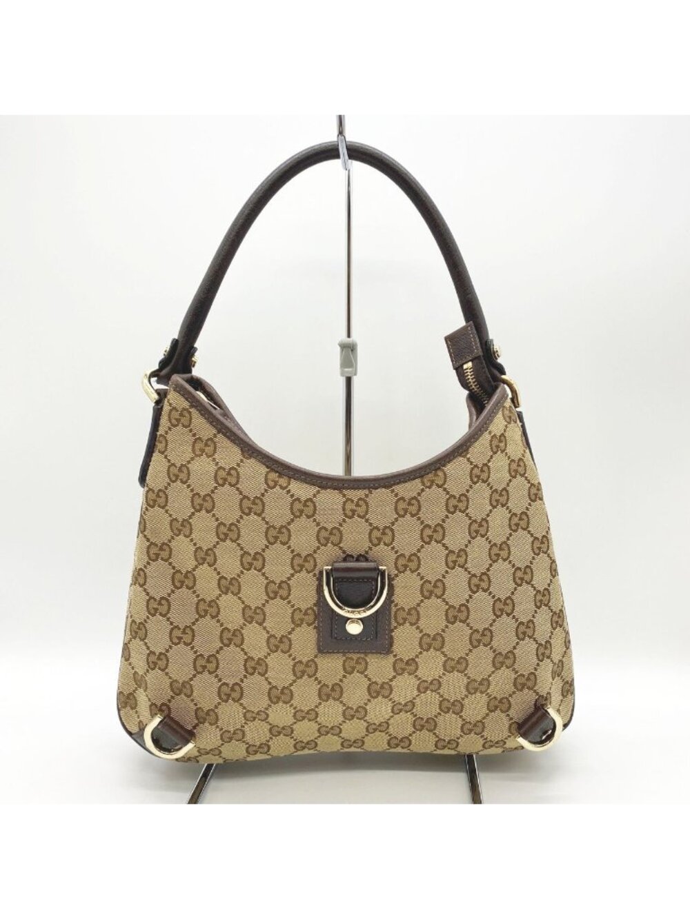Gucci Abbey GG Canvas Shoulder Bag Leather Beige